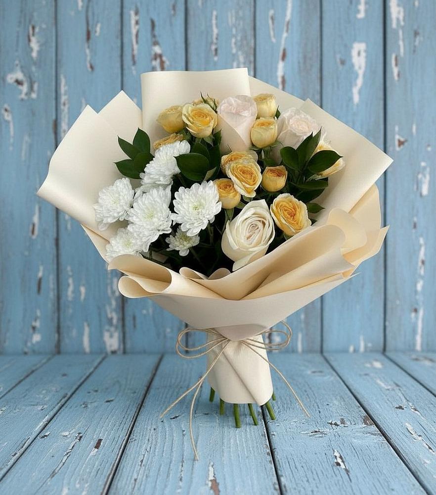 Букет цветов из: Розы и Хризантемы в Красной Яруге