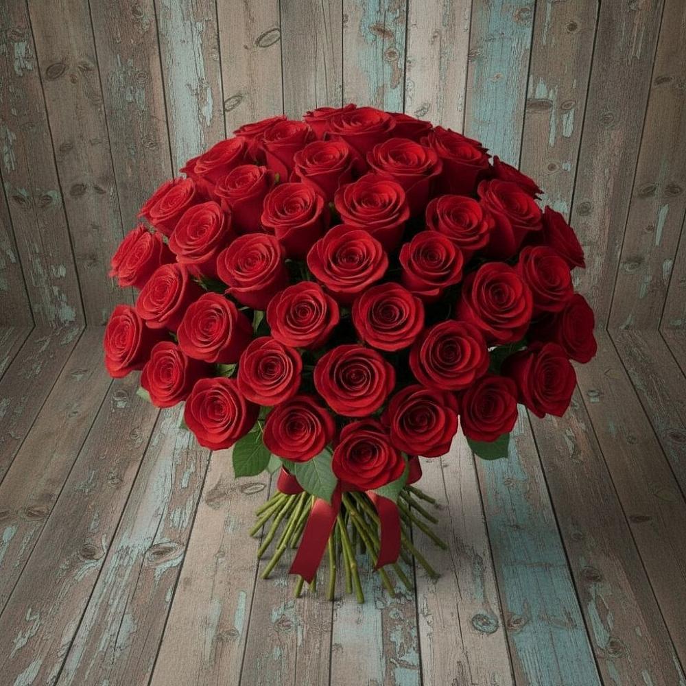 Букет 55 Красных роз Фридом в Красной Яруге