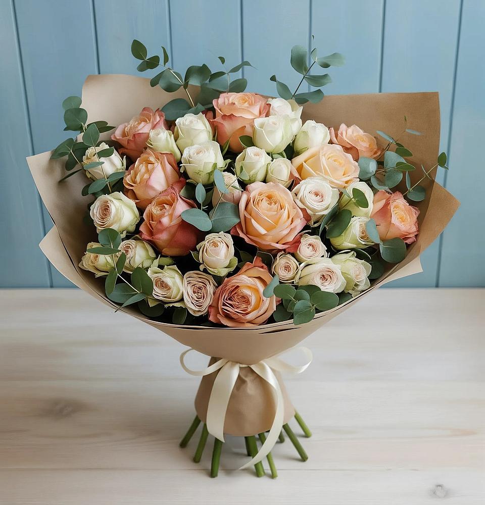 Букет цветов из: Альстромерии и Розы в Красной Яруге