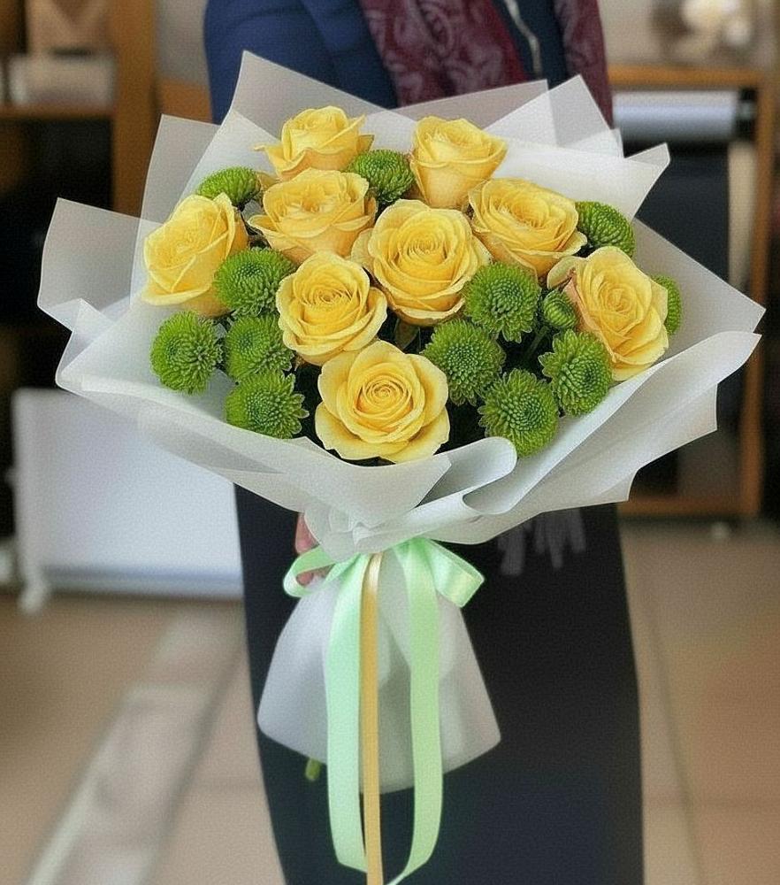 Букет цветов из: Хризантемы и Розы в Красной Яруге