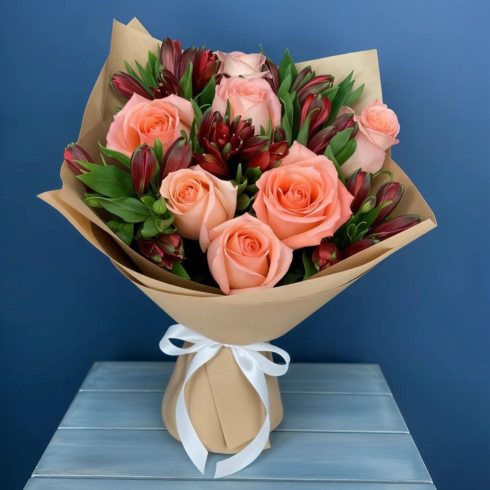 Букет цветов из: Розы и Альстромерии в Красной Яруге