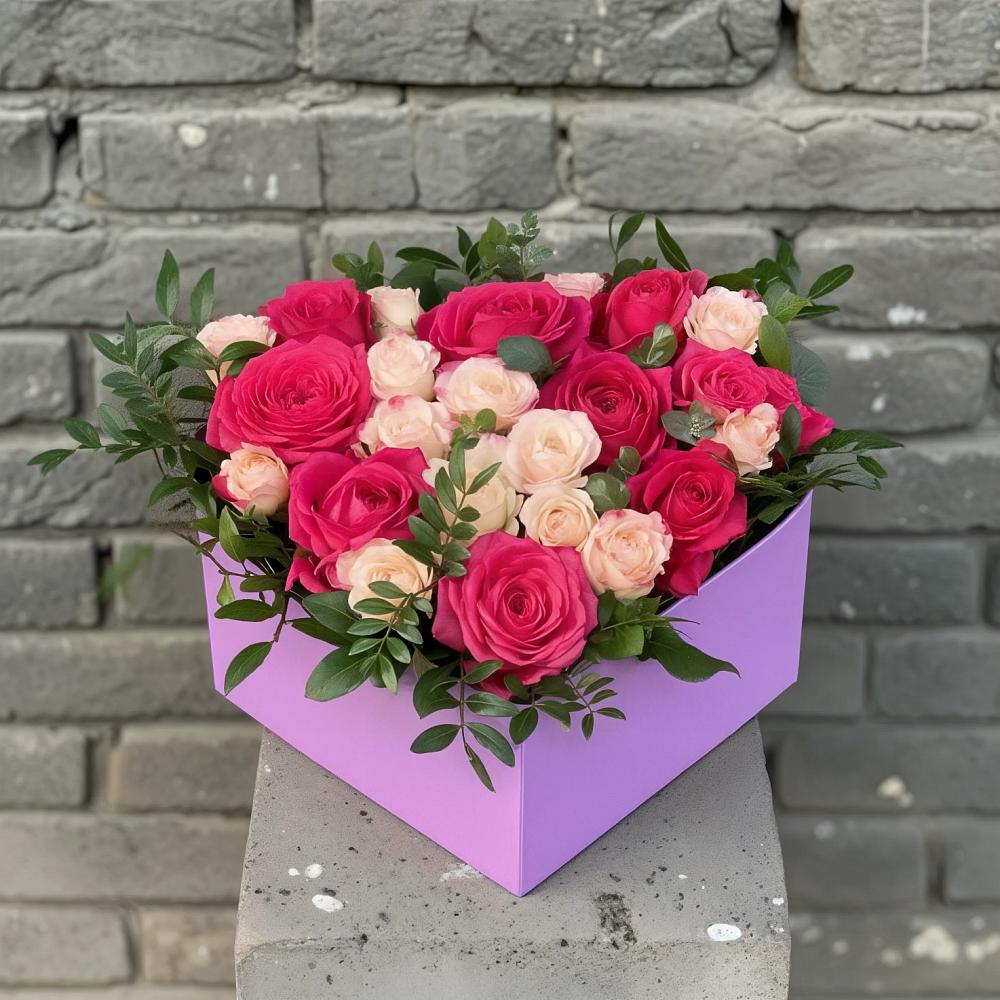 Цветочная композиция из Розы в коробке в Красной Яруге