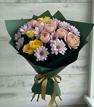 Букет цветов из:  Хризантемы и Розы в Красной Яруге