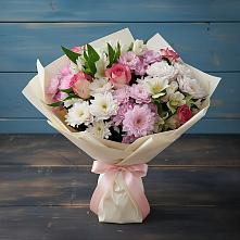 Букет цветов из:  Хризантемы, Альстромерии и Розы в Красной Яруге