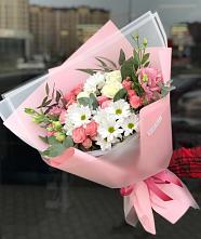 Букет цветов из:  Розы, Лизиантусы и Хризантемы в Красной Яруге