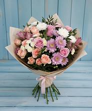 Букет цветов из:  Хризантемы, Розы и Альстромерии в Красной Яруге