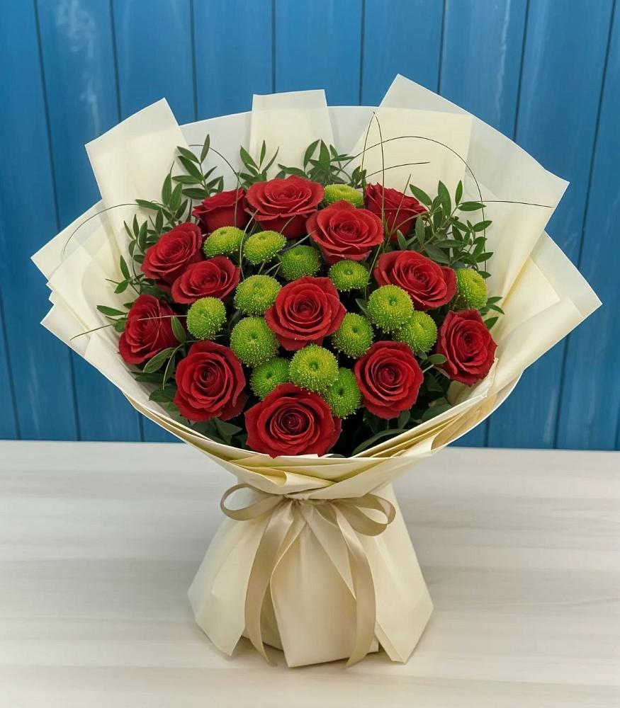 Букет цветов из: Розы и Хризантемы в Красной Яруге