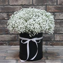 Цветочная композиция из Гипсофила в шляпной коробке в Красной Яруге